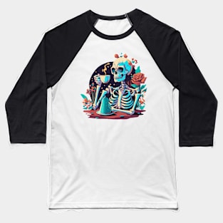 Skeleton drinking coffee Baseball T-Shirt